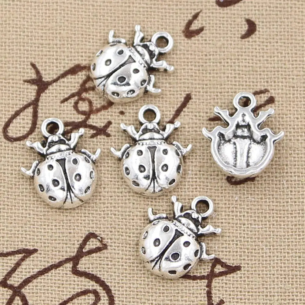 12pcs Charms Ladybug Bug 16x14mm Antique Making Pendant fit,Vintage Tibetan Bronze Silver color,DIY Handmade Jewelry