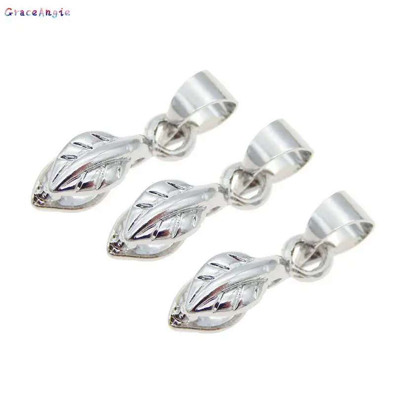 

GraceAngie 6pcs/lot Shiny Jewelry Color Pinch Bail Leaf Shape Simplify Designed Necklace Pendant Jewelry Making Accessory