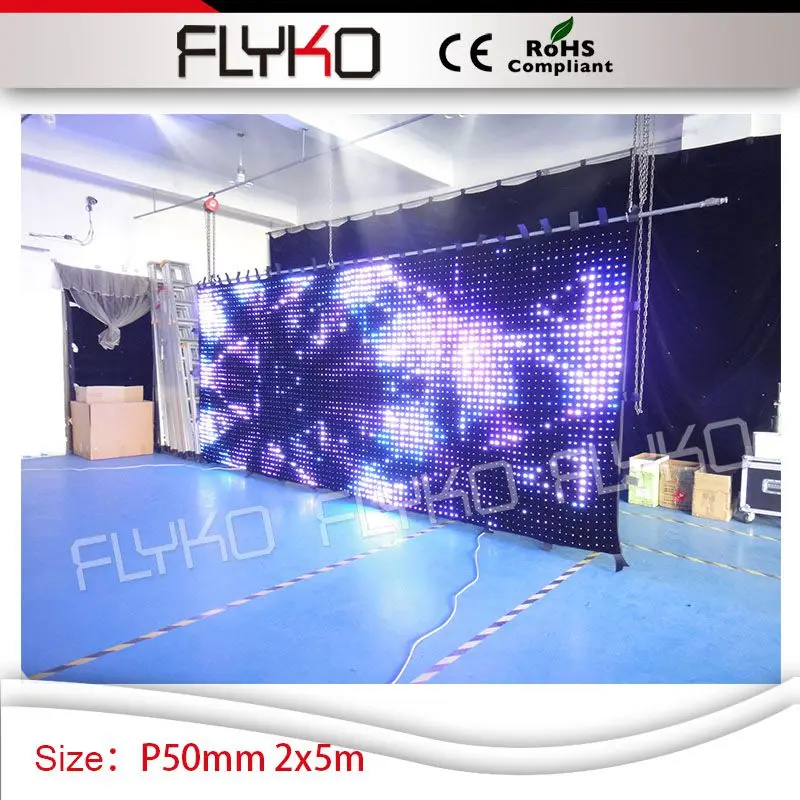 P5 2M by 5M black fabric led video curtain with PC controller stage indoor decoratioin