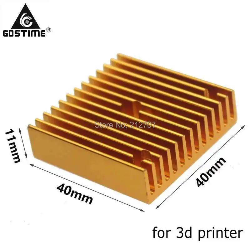 Gdstime 3D Printer Golden Heatsink Cooler Aluminium Radiator Heat sink 40X40X11mm