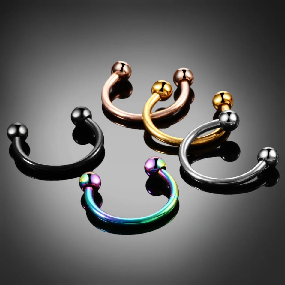 1PC G23 Titanium Colorful Horseshoe Spike&Ball Nose Septum Rings Eyebrow Ear Tragus Rings Piercing Nariz Nose Ring Body Jewelry