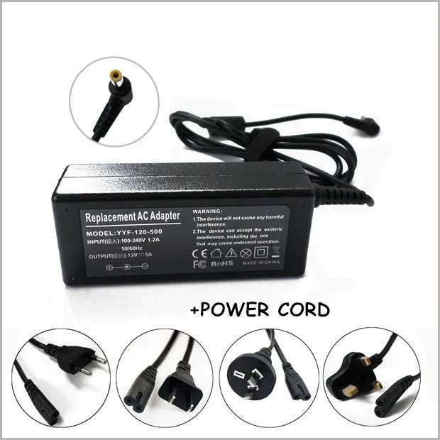 12V 5A AC Adapter Power Charger For VIEWSONIC LCD MONITOR Q170 Q170B V150 V170