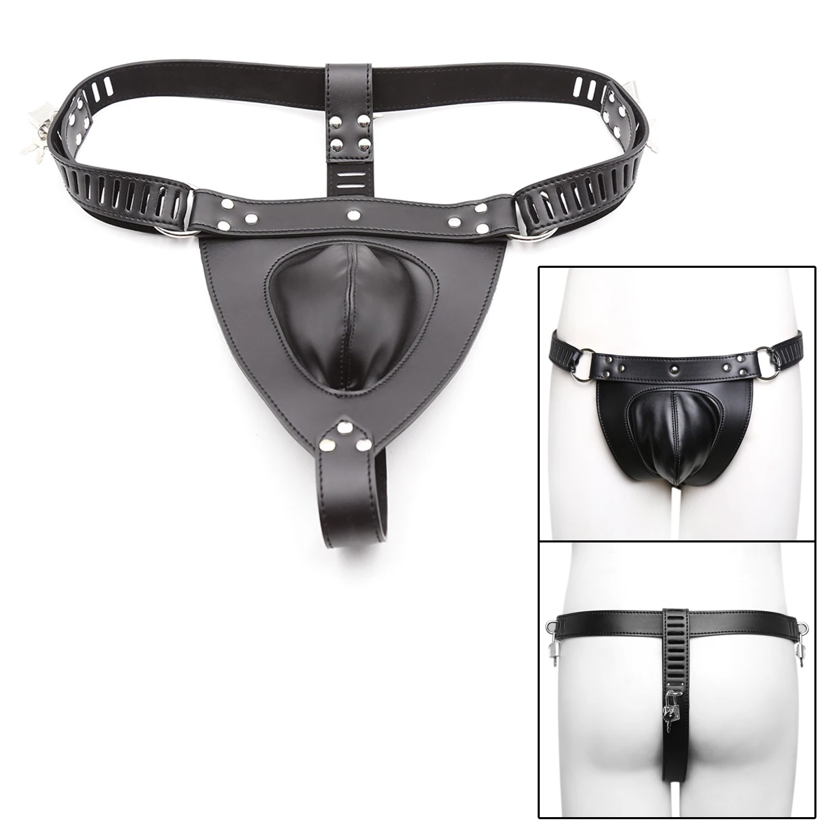 Men Chastity Belt Harness Lock Cock Panties Leather Gay Bdsm Fetish Thongs Sexy Lingerie Exotic Briefs Male Underwear Cosplay L1