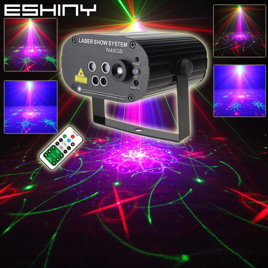 

ESHINY 5 Lens RGB Laser 128 Patterns Projector Remote Party Stage Effect Light Blue Led Bar DJ Disco Xmas Dance Show 5RGB128N6