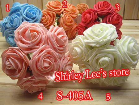 

80 Bunches=480pcs X PRETTY Foam Rose Bouquets(6cm) In 5 Different Colors, Bridal Bouquets .* FREE SHIPPING BY EMS