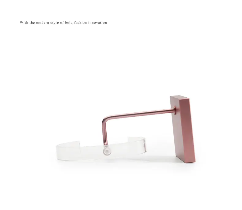 Oirlv Schwarz/Rosa Metall-Uhrenständer mit Acryl-Uhrenaufbewahrungsregal, Schmuck-Organizer, Theken-Schmuckständer für Juweliergeschäfte – Detail 4