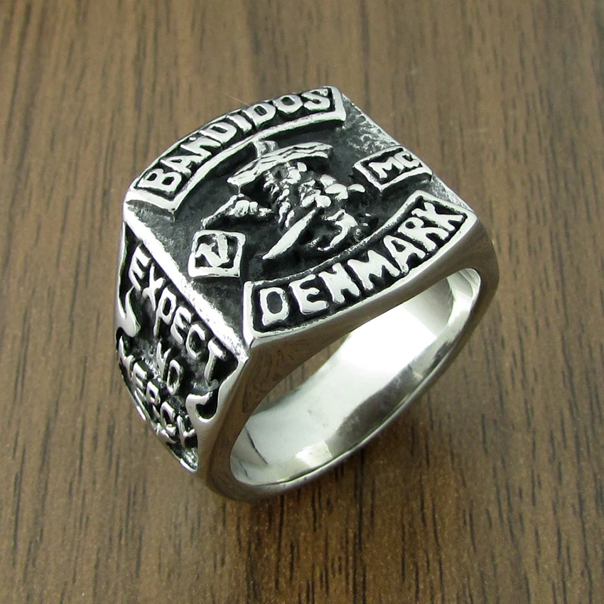 Punk 316L Stainless Steel Bandidos Denmark MEX Ring for Mexican Rings Jewelry