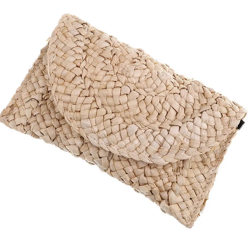 

Bohemian Women Straw Bag New Fashion Clutch Bags Female Handbag Handmade Rattan Bag Corn Peels Woven Summer Casual Beach Pocket