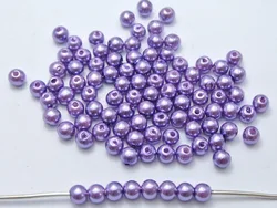 500 Pz 6mm Plastica Faux Perla Branelli Rotondi Lilla Viola Imitazione Perla