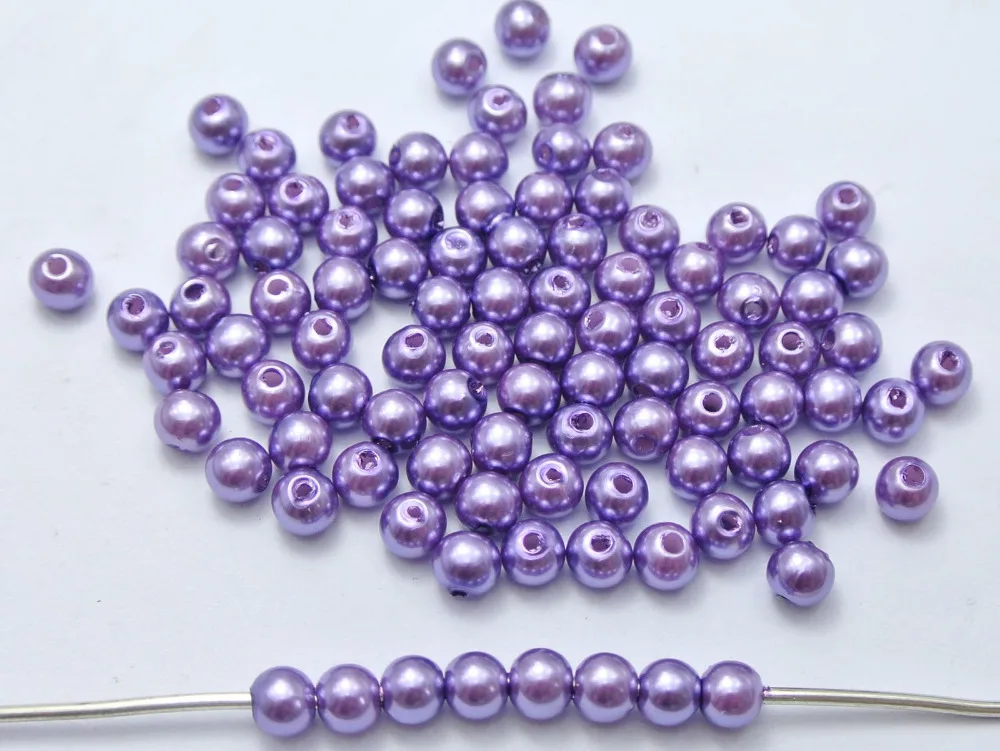 500 Pcs 6mm Plastic Faux Pearl Round Beads Lilac Purple Imitation Pearl