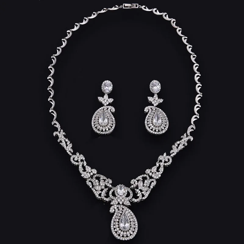 

Brand Round Big Crystal Drop simulated Emerald Green Necklace Earring Sets For Women Luxury Wedding Jewellery Sets For Brides