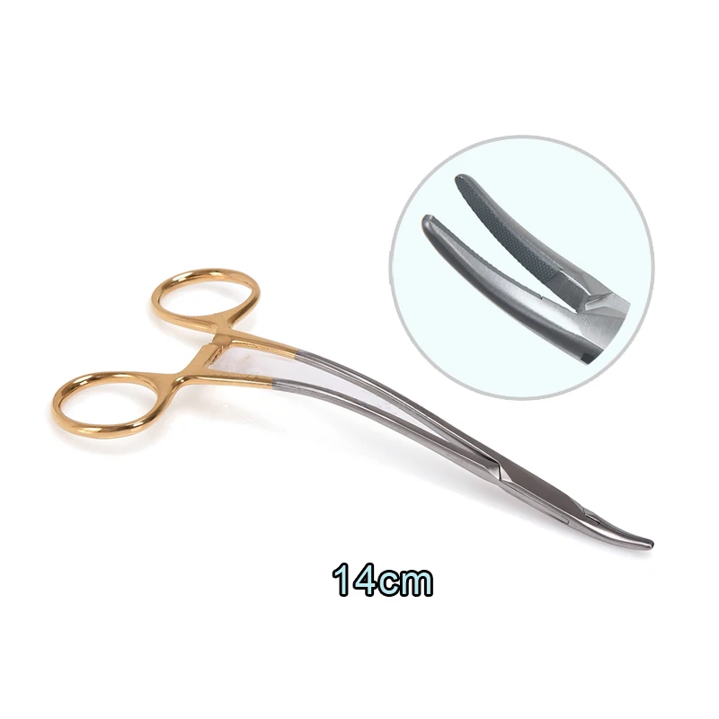 Dental needle holder 12-16cm gold handle needle holder pin clamp stainless steel dental surgery equipment