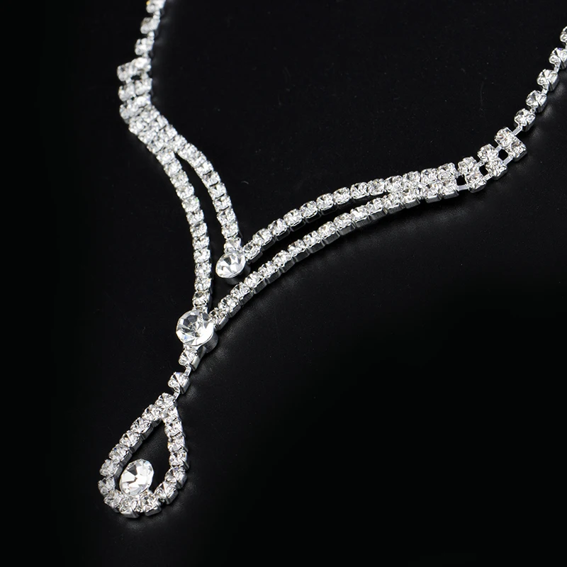 TREAZY Charming Bridal Bridesmaid Jewelry Sets for Women Crystal Choker Necklace Earrings for Wedding African Jewelry Set