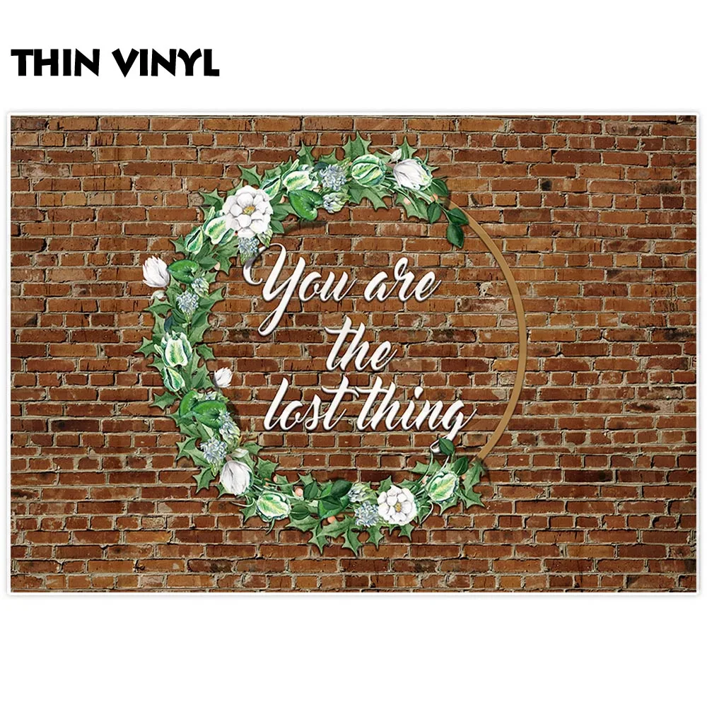 Allenjoy backgrounds for photography studio Vintage brick wall flowers plants you are the last thing backdrop wedding photocall