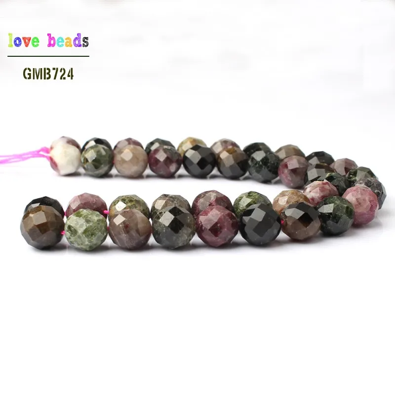 AAA Natural Faceted Colorful Tourmaline Round Loose Beads for Jewelry Making 15inche/strand Diy Bracelet Necklace