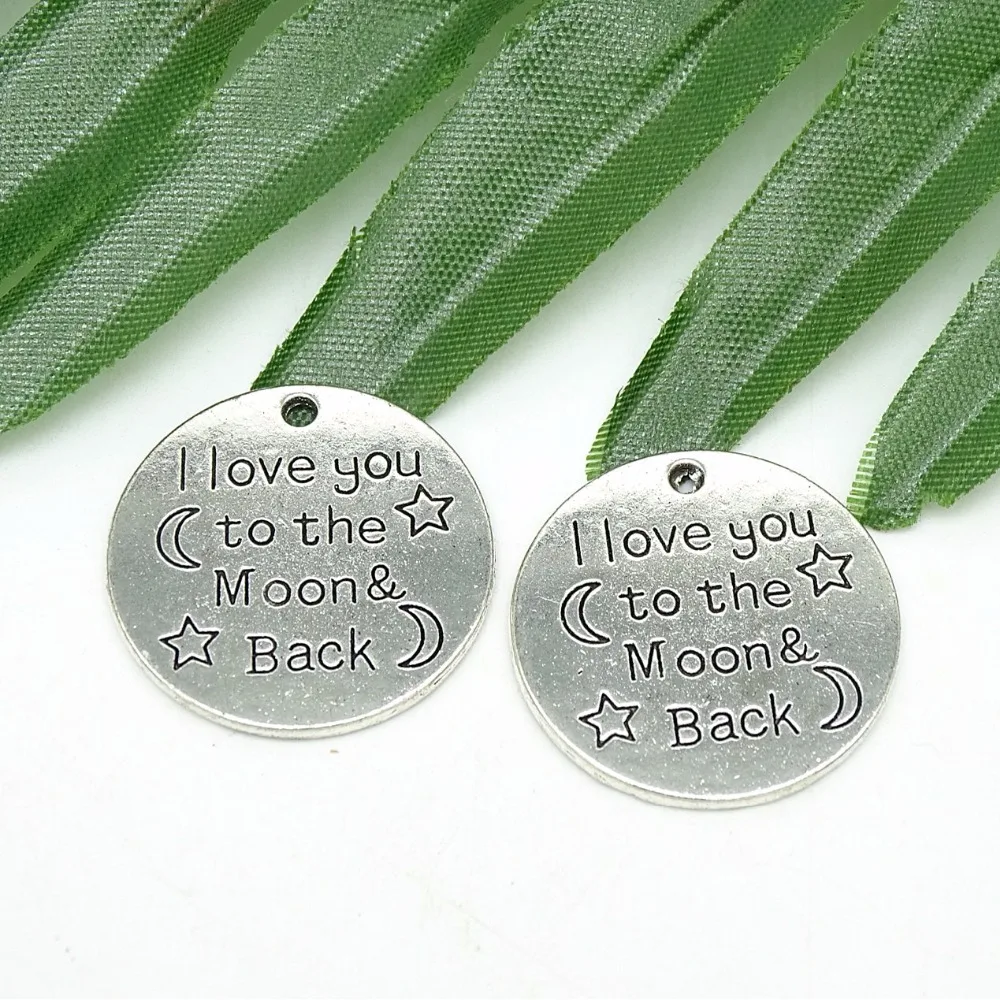 

Metal Alloy Silver Charms I love you to the moon and back, DIY Bracelets necklace Jewelry Making