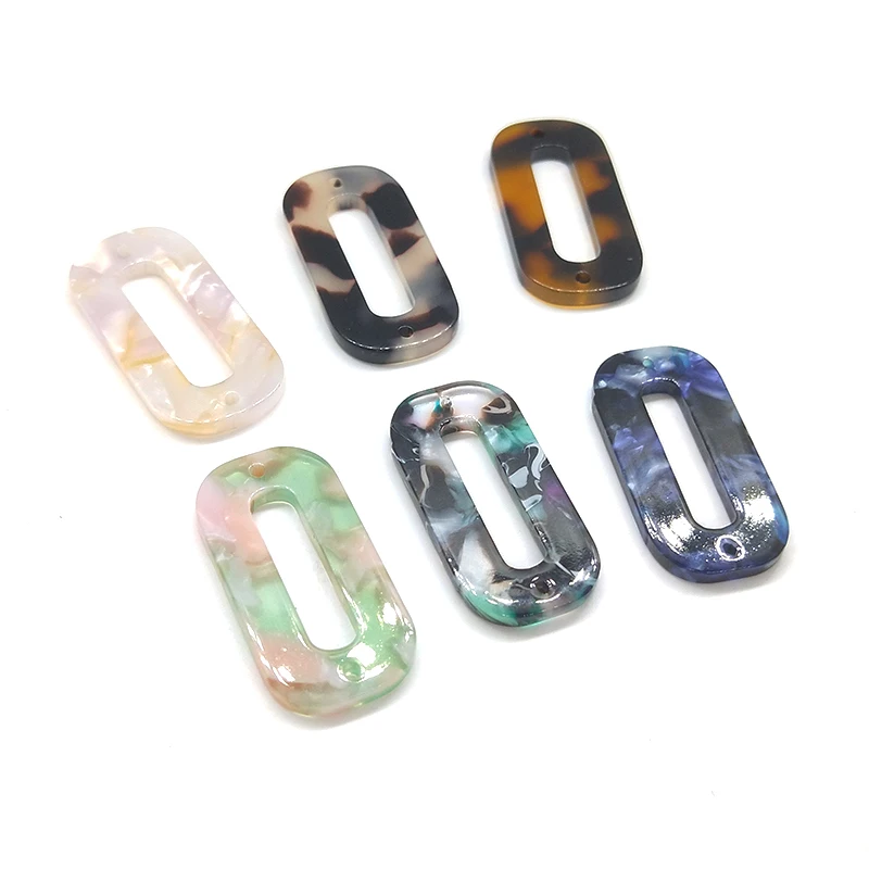 2021 New 4 Pieces 30mm High Quality Rectangle Round Acetic Acid Resin Smooth Charms Pendants for DIY Earring Jewelry Accessories