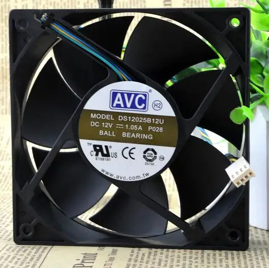 오리지널 AVC DS12025B12U 12CM 120*120*25 12V 1.05A 4 핀 PWM, 지능형 속도 조절 팬