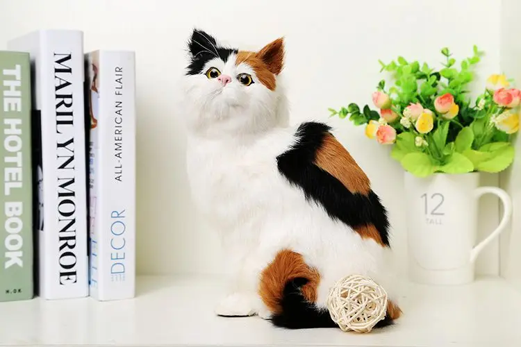 

new creative simulation cat lifelike sitting colourful cat doll gift about 19x14x26cm