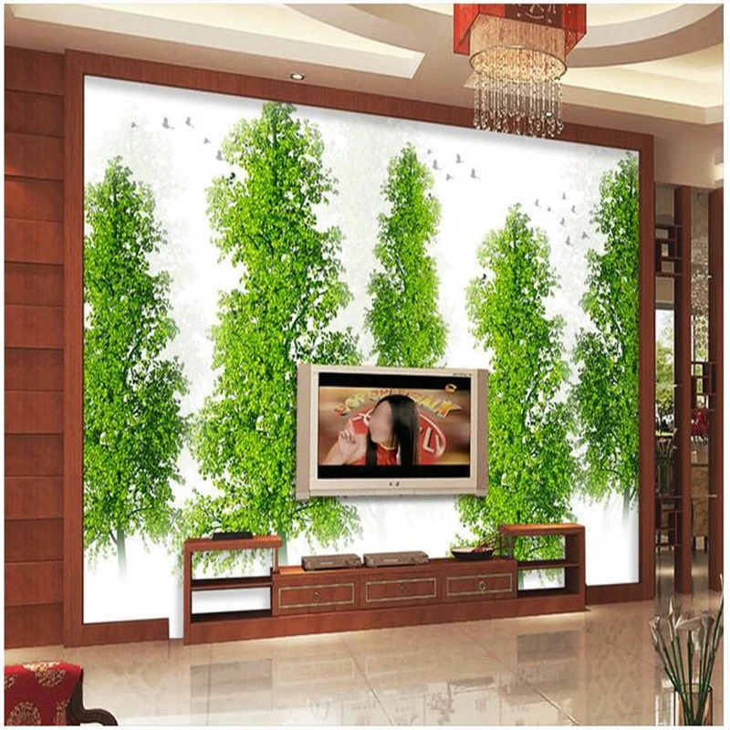 beibehang HD 3d Abstract green spring forest bird TV backdrop wallpaper living room bedroom murals wallpaper for walls 3 d