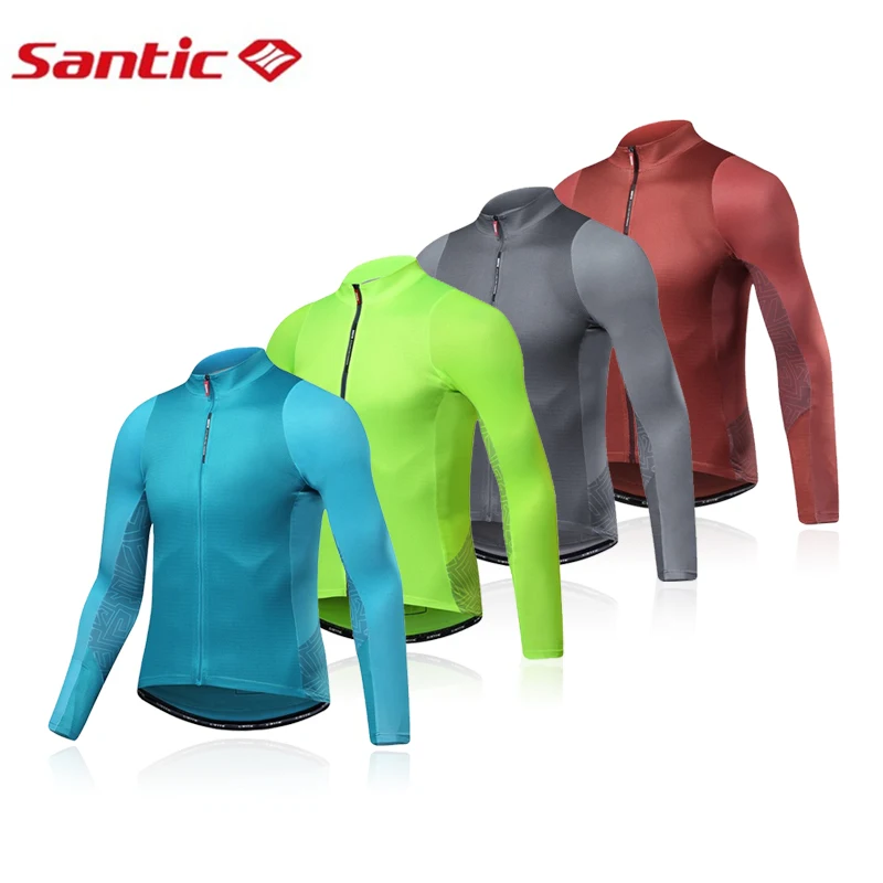 Santic Men Long Sleeve Cycling Jerseys Sun-protective Comfortable Road Bike Top Jersey Spring Autumn Quick Dry Riding Pro Jersey