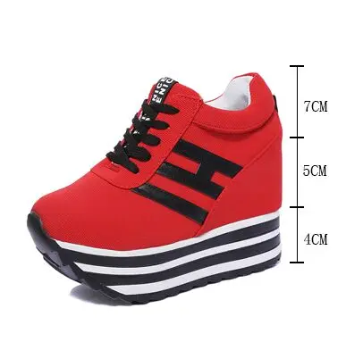 Hidden Heel Women Casual Shoes 2024 Women High Tops Canvas Height Increasing Wedges Shoes White Black Ladies Platform Shoes