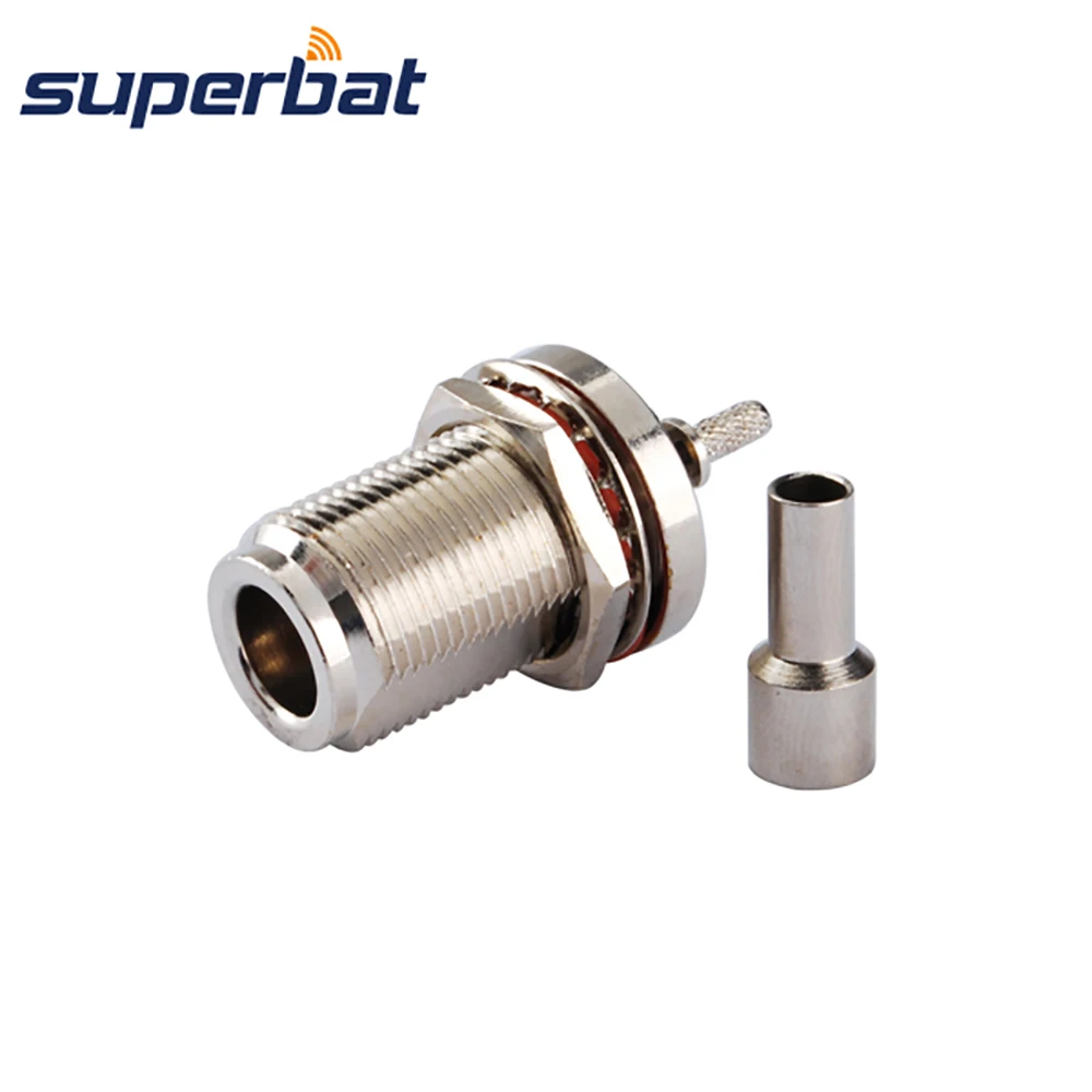 Superbat N Type Vrouwelijke Socket Krimp Met Schot Rechte Coaxiale Connector Voor Rg174 Rg178 1.13Mm, 1.37Mm Kabel