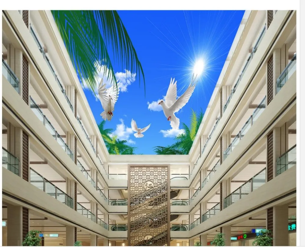 

ceiling wallpaper Home Decoration Dove tree sky clouds ceiling frescoes 3d ceiling murals wallpaper