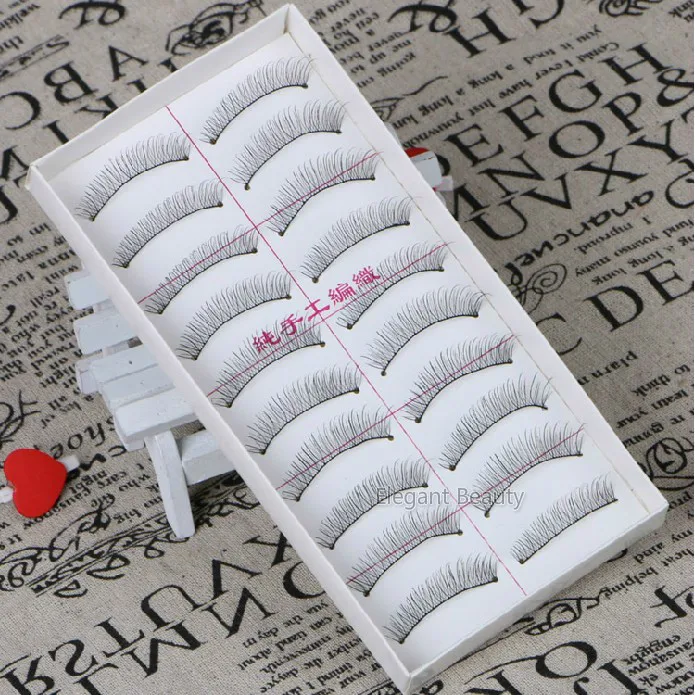 Wholesale Eyelash Handmade Natural Long False Eyelashes 217# Plastic Black Terrier Full Strip Lashes 1000pairs/lot free shipping