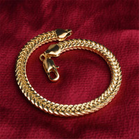 Hot brand gold bracelet flat bracelet new design 6MM 8MM jewelry hand 18 K classic sidewall chain chain snake bone shape