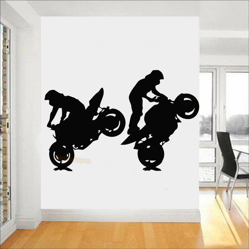 Wall Room Decor Art Vinyl Sticker Mural Decal Biker Sport Bike Ride Trick Home Decoration For Boys Bedroom Art Mural L034