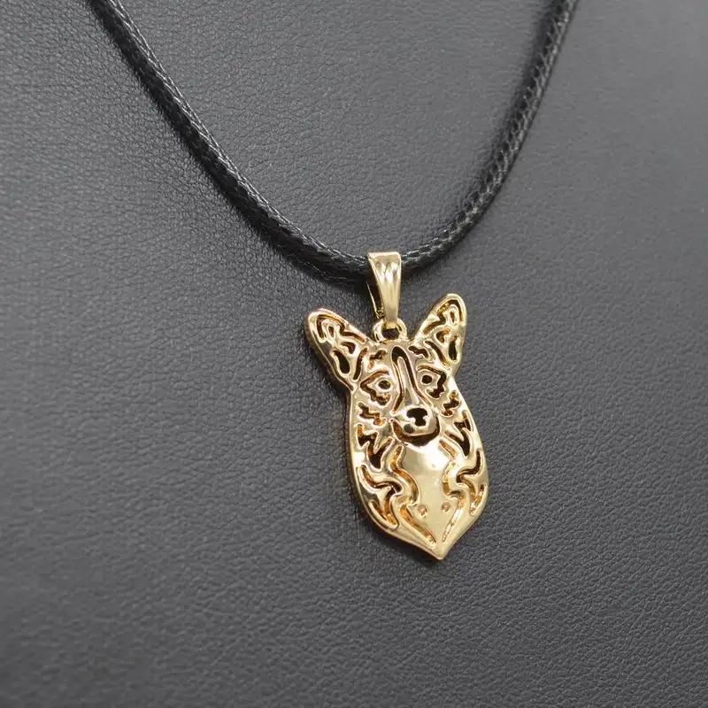 Lovers' Rope Chain Cardigan Welsh Corgi Necklaces Women's Metal Dog Pendant Necklaces