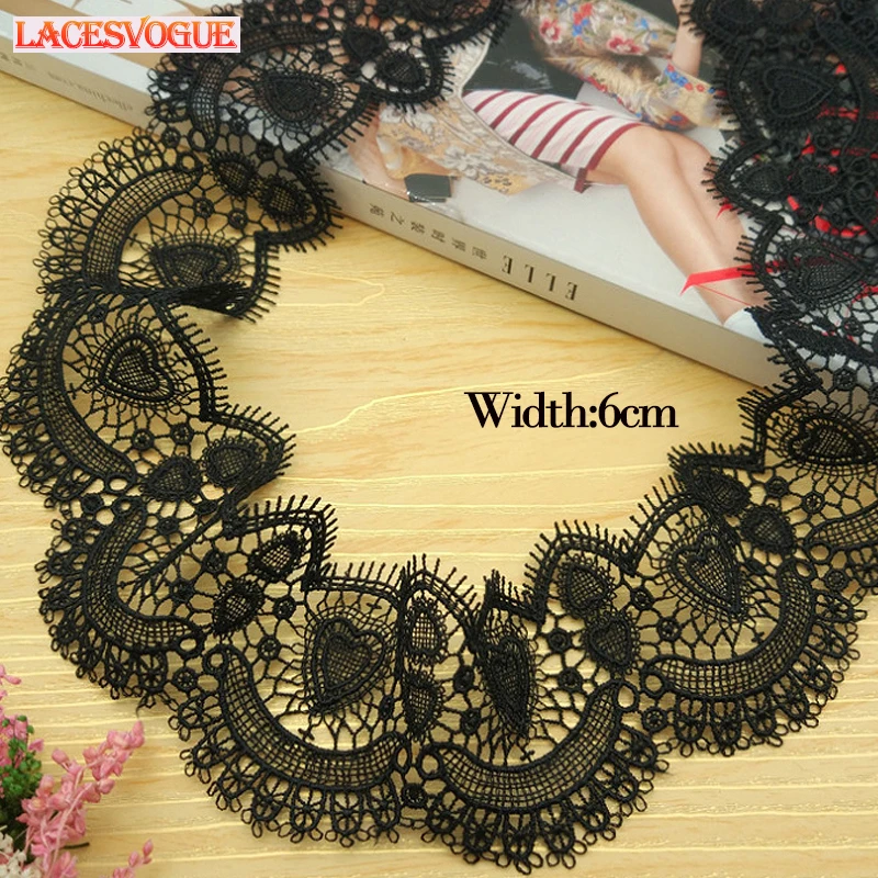 

Embroidered Lace Fabric for Garment, Needlework Sewing, DIYHandmade Accessories,Dress Decoration, White Black, 19Yards, 6cm, 204