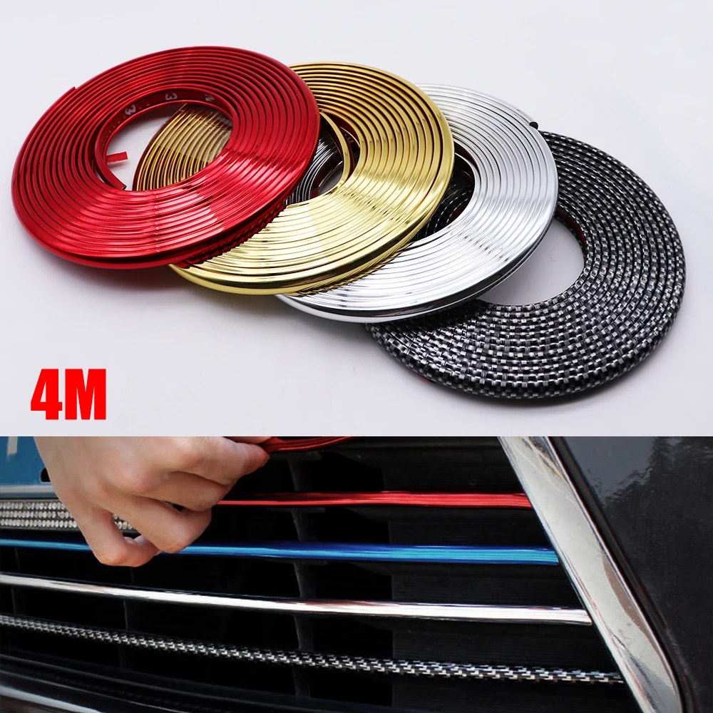 4M Styling Moulding Car Grille Impact Protection Bumper Trim Strip Tire Guard Ring Adhesive Decorative Strip Car Accessories