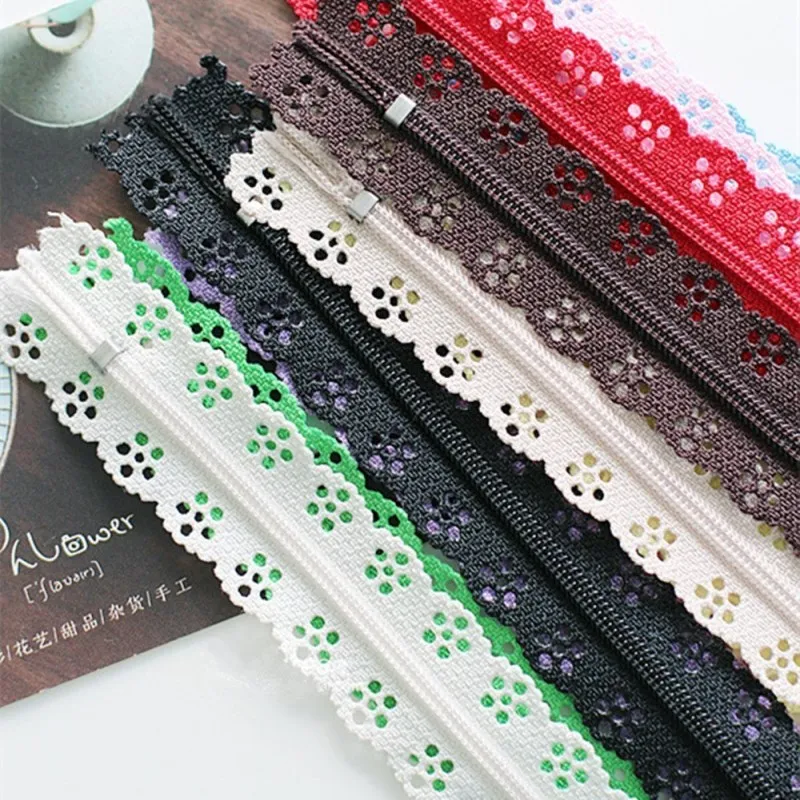 Random Color 6 PCS/Lot 20/25/30/35/53cm Lace Zippers Sewing Tailoring Accessories Nylon Finish Zipper For Sewing Wedding Dress