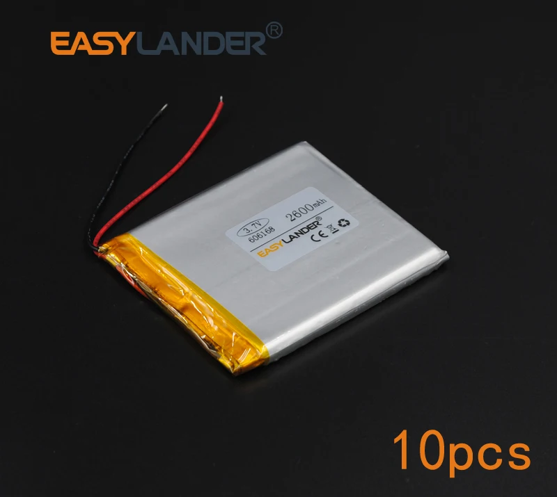 

10pcs/Lot 3.7V 2600mAh 606168 Rechargeable Lithium Li-ion Polymer Battery 066168 Batteries