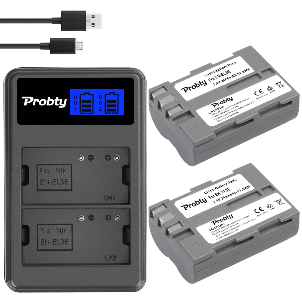 For NIKON EN EL3E EN EL3A EN-EL3e Battery + LCD Charger for Nikon D50 D70 D80 D90 D100 D200 D300S D700 D300S