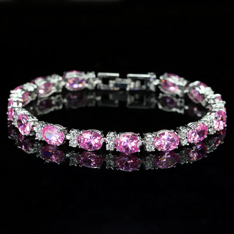 CWWZircons Brand CZ Tennis Bracelet Jewelry Women Fashion Sweet Girls Blue Crystal Bracelets Bangles Best Gift  CB062