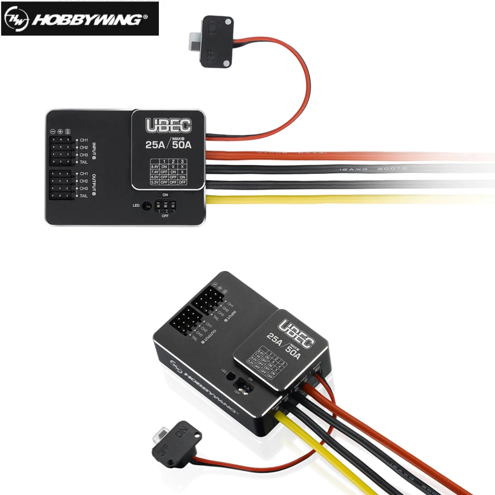 

Hobbywing UBEC 25A HV 3-18S Module 25A External Switching for DIY FPV mini Racing Quadcopter Drone