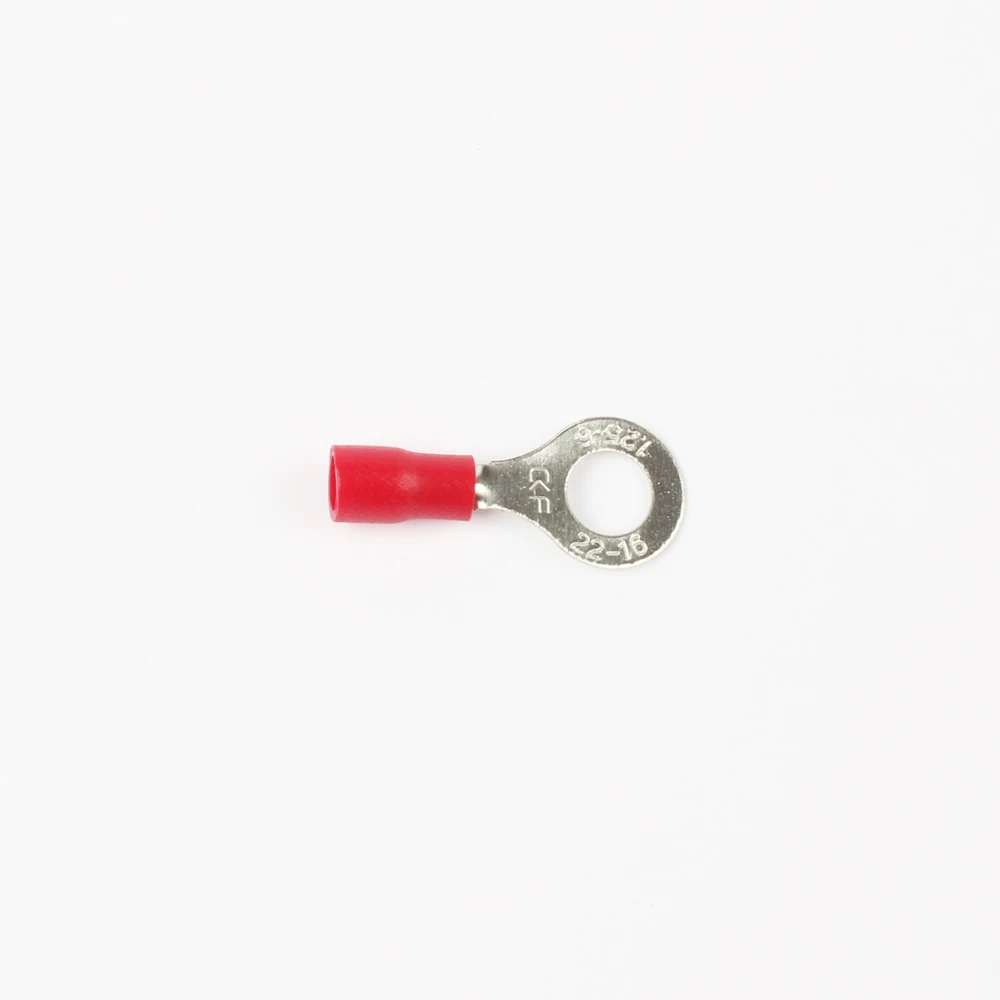 100PCS RV1.25-6 Red 22-16 AWG 0.5-1.5mm2 Insulated Ring Terminal Connector Cable Wire Connector