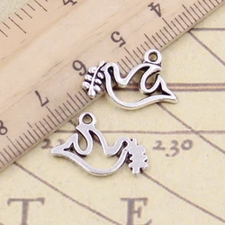 30pcs Charms Peace Dove Olive 20x13mm Tibetan Bronze Silver Color Pendants Antique Jewelry Making DIY Handmade Craft