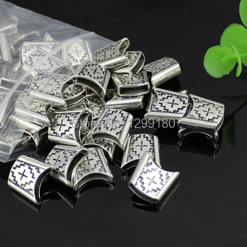 10pcs Tibetan Silver Slider Spacers Beads For Leather Cord Bracelets Findings DIY Making Accessories Hole: approx 10.5x2.5mm