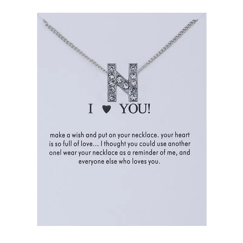 Women Name Personality Alphabet Initial Letters Message Card Necklace Pendant Women Necklaces I Love You Jewelry Gifts