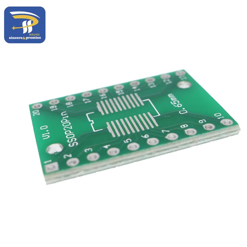 Carte d'affichage SMD vers adaptateur DIP, convertisseur de carte PCB, pas de broche DIP, SOP20, SSOP20, TSSOP20 vers DIP20, 0.65mm, 1.27mm vers 2.54mm, 10 pièces