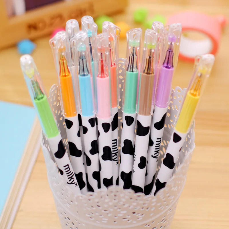 12 Color Colorful milky Gel Pen Office Stationary Kawaii School Supplies Cartoon Cute Kawaii Pen