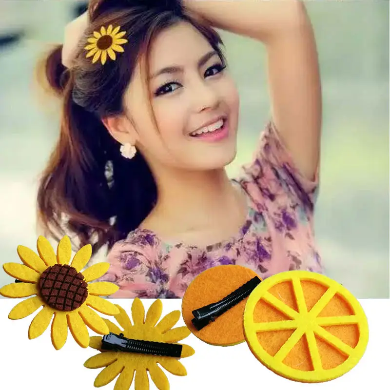 Hairpins for Girls Hair Clip Woman Baby Headdress sunflower / lemon style Hair dress Accessories