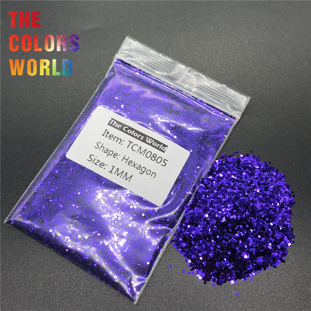 TCM0805 Eggplant Purple Color Metallic Luster Hexagon Shape Nail Glitter Nail Art Decoration Makeup FacePaint Henna Handwork DIY