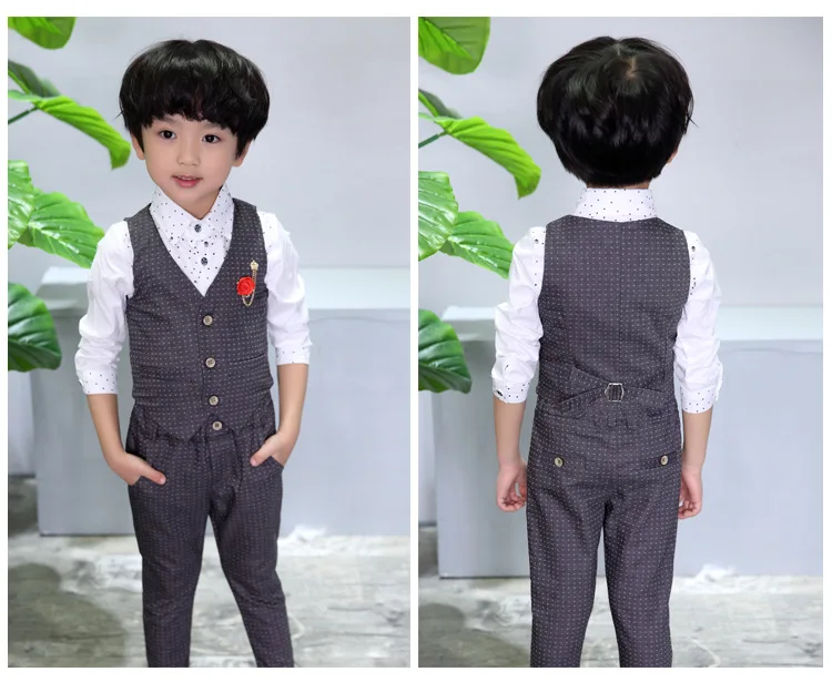 Boys Formal Suit for Weddings Prom Party Tuxedo Dress kids Weeding Sets Vest Pants 2pcs Costumes Children Birthday Suit Set