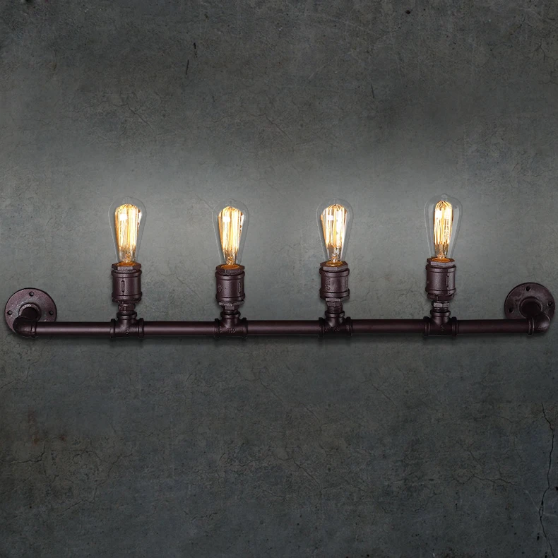 

4 light Loft Vintage Style Industrial Wrought Iron Water Pipe Wall lamp Cafe Bar Lighting