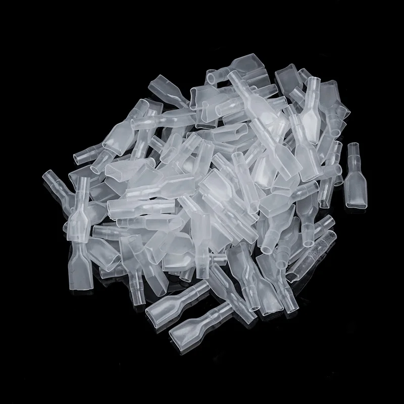 200Pcs 2.8/4.8/6.3mm Wire Connectors Terminals Kit Crimp Female/Male Spade Terminals  With Transparent Insulating Sleeves